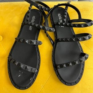 Olivia Miller Black Studded Sandals